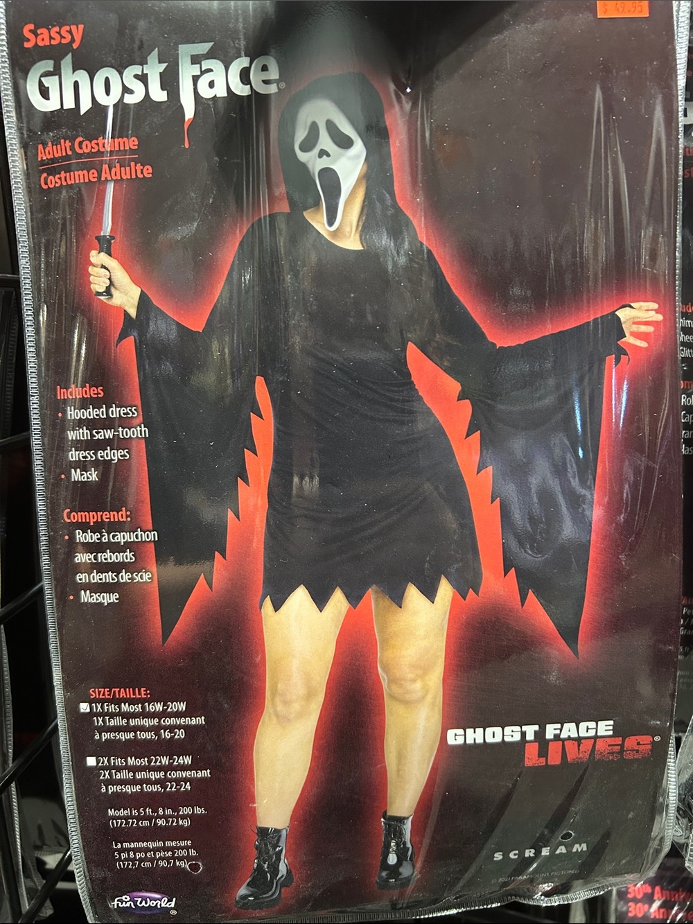 Sassy Ghost Face Adult Hooded Dress Costume - Black